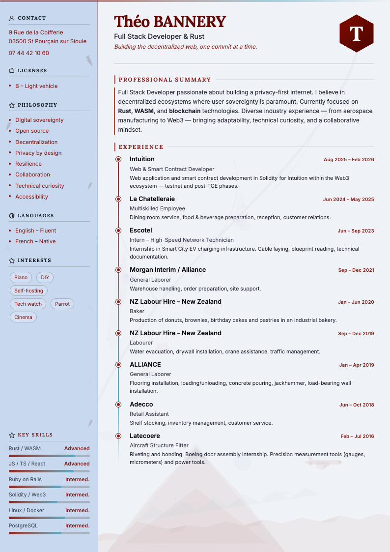 Théo BANNERY Resume Preview